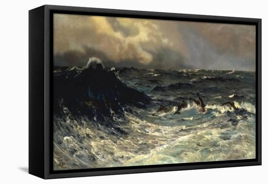 Dolphins in a Rough Sea, 1894-Thorvald Niss-Framed Stretched Canvas