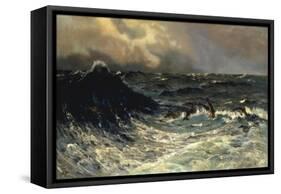 Dolphins in a Rough Sea, 1894-Thorvald Niss-Framed Stretched Canvas