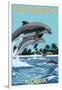 Dolphins Jumping - Fort Myers Beach, Florida-Lantern Press-Framed Art Print