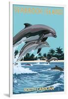 Dolphins Jumping - Seabrook Island, South Carolina-Lantern Press-Framed Art Print