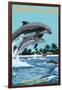 Dolphins Jumping - Seabrook Island, South Carolina-Lantern Press-Framed Art Print