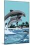 Dolphins Jumping-Lantern Press-Mounted Art Print