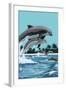 Dolphins Jumping-Lantern Press-Framed Art Print