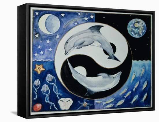 Dolphins (Month of May from a Calendar)-Vivika Alexander-Framed Stretched Canvas