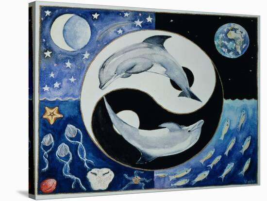 Dolphins (Month of May from a Calendar)-Vivika Alexander-Stretched Canvas