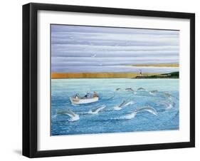 Dolphins Playing, 2004-Liz Wright-Framed Giclee Print