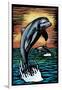 Dolphins - Scratchboard-Lantern Press-Framed Art Print