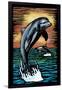 Dolphins - Scratchboard-Lantern Press-Framed Art Print