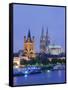 Dom and Gros St. Martin Church, Cologne, Germany, Europe-Charles Bowman-Framed Stretched Canvas