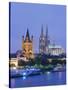 Dom and Gros St. Martin Church, Cologne, Germany, Europe-Charles Bowman-Stretched Canvas