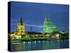 Dom Cathedral and the River Rhine, Cologne, Nord Rhein Westfalen, Germany, Europe-Gavin Hellier-Stretched Canvas