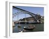 Dom Luis 1 Bridge over the River Douro, Cais De Ribeira Waterfront, Oporto, Portugal-White Gary-Framed Photographic Print