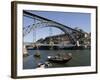 Dom Luis 1 Bridge over the River Douro, Cais De Ribeira Waterfront, Oporto, Portugal-White Gary-Framed Photographic Print