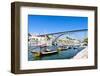 Dom Luis I Bridge and Typical Boats (Rabelos), Porto, Portugal-phbcz-Framed Photographic Print