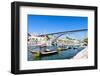 Dom Luis I Bridge and Typical Boats (Rabelos), Porto, Portugal-phbcz-Framed Photographic Print