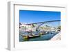 Dom Luis I Bridge and Typical Boats (Rabelos), Porto, Portugal-phbcz-Framed Photographic Print