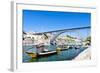 Dom Luis I Bridge and Typical Boats (Rabelos), Porto, Portugal-phbcz-Framed Photographic Print