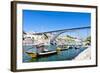 Dom Luis I Bridge and Typical Boats (Rabelos), Porto, Portugal-phbcz-Framed Photographic Print