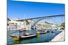 Dom Luis I Bridge and Typical Boats (Rabelos), Porto, Portugal-phbcz-Mounted Photographic Print
