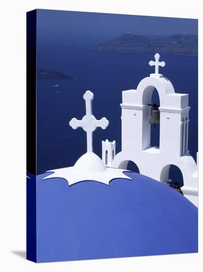 Dome and Crosses of Greek Church, Santorini, Greece-Bill Bachmann-Stretched Canvas