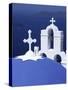 Dome and Crosses of Greek Church, Santorini, Greece-Bill Bachmann-Stretched Canvas