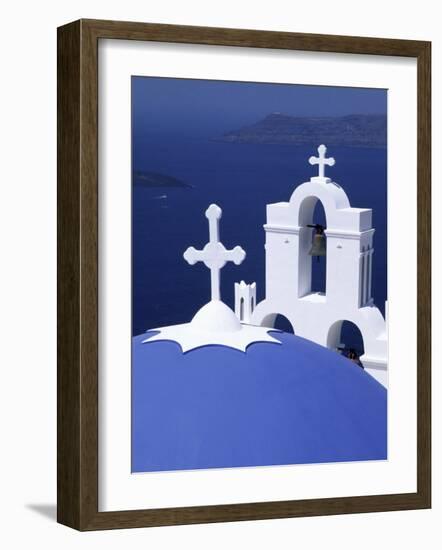 Dome and Crosses of Greek Church, Santorini, Greece-Bill Bachmann-Framed Photographic Print