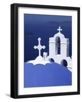 Dome and Crosses of Greek Church, Santorini, Greece-Bill Bachmann-Framed Photographic Print