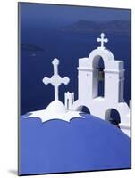 Dome and Crosses of Greek Church, Santorini, Greece-Bill Bachmann-Mounted Photographic Print