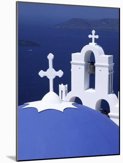 Dome and Crosses of Greek Church, Santorini, Greece-Bill Bachmann-Mounted Photographic Print