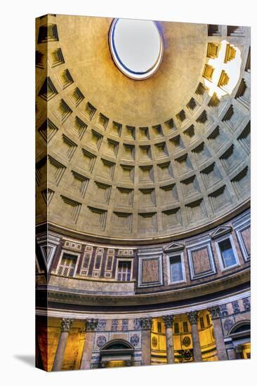 Dome and pillars, Pantheon, Rome, Italy. Rebuilt by Hadrian in 118 to 125 AD. Became oldest Roman c-William Perry-Stretched Canvas