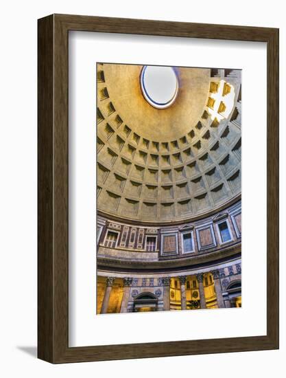 Dome and pillars, Pantheon, Rome, Italy. Rebuilt by Hadrian in 118 to 125 AD. Became oldest Roman c-William Perry-Framed Photographic Print