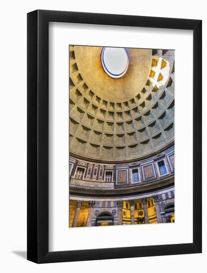 Dome and pillars, Pantheon, Rome, Italy. Rebuilt by Hadrian in 118 to 125 AD. Became oldest Roman c-William Perry-Framed Photographic Print