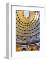 Dome and pillars, Pantheon, Rome, Italy. Rebuilt by Hadrian in 118 to 125 AD. Became oldest Roman c-William Perry-Framed Photographic Print
