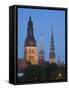 Dome Cathedral, St. Peter's, St. Saviour's Churches, Riga, Latvia-Doug Pearson-Framed Stretched Canvas