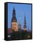 Dome Cathedral, St. Peter's, St. Saviour's Churches, Riga, Latvia-Doug Pearson-Framed Stretched Canvas