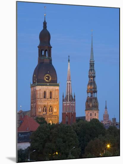 Dome Cathedral, St. Peter's, St. Saviour's Churches, Riga, Latvia-Doug Pearson-Mounted Photographic Print