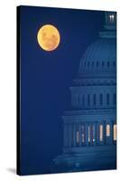 Dome of Capitol Building with Full Moon-VisionsofAmerica/Joe Sohm-Stretched Canvas