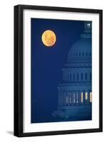 Dome of Capitol Building with Full Moon-VisionsofAmerica/Joe Sohm-Framed Photographic Print