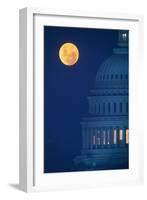 Dome of Capitol Building with Full Moon-VisionsofAmerica/Joe Sohm-Framed Photographic Print