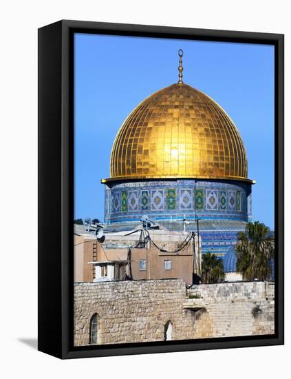 Dome of Rock Above Western Wall Plaza, Old City, UNESCO World Heritage Site, Jerusalem, Israel-Gavin Hellier-Framed Stretched Canvas