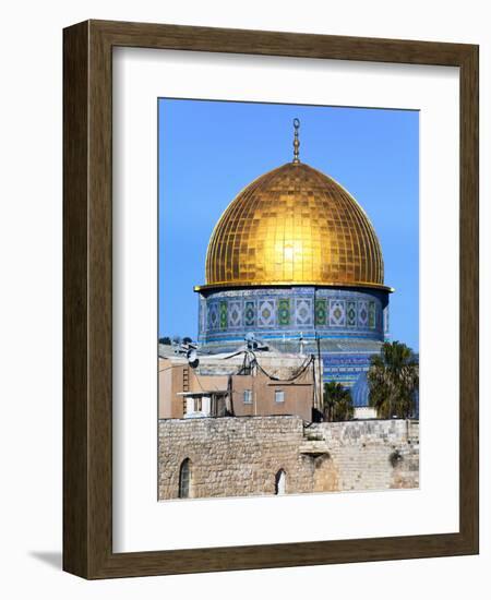 Dome of Rock Above Western Wall Plaza, Old City, UNESCO World Heritage Site, Jerusalem, Israel-Gavin Hellier-Framed Photographic Print