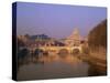 Dome of St. Peters and Skyline of the Vatican Above the Tiber River, Rome, Lazio, Italy, Europe-Roy Rainford-Stretched Canvas