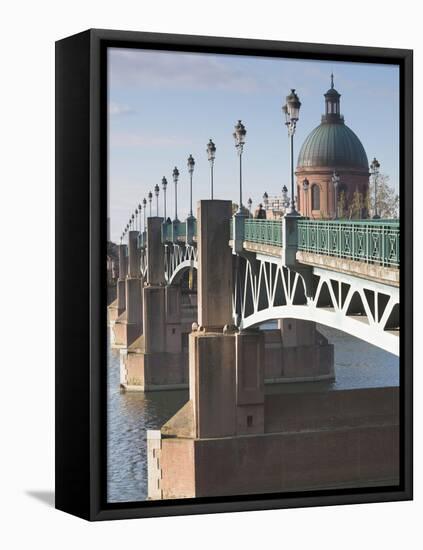 Dome of the Hopital De La Grave and Pont St-Pierre Bridge, Toulouse, Midi-Pyrenees Region, France-null-Framed Stretched Canvas