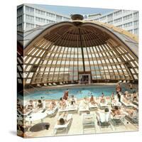 Dome over Swimming Pool as Guests are Served Cocktails at International Inn, Washington DC, 1963-Yale Joel-Stretched Canvas
