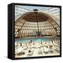 Dome over Swimming Pool as Guests are Served Cocktails at International Inn, Washington DC, 1963-Yale Joel-Framed Stretched Canvas