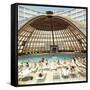 Dome over Swimming Pool as Guests are Served Cocktails at International Inn, Washington DC, 1963-Yale Joel-Framed Stretched Canvas