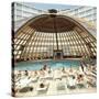 Dome over Swimming Pool as Guests are Served Cocktails at International Inn, Washington DC, 1963-Yale Joel-Stretched Canvas