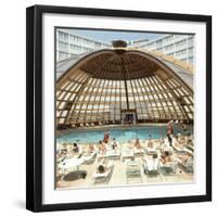 Dome over Swimming Pool as Guests are Served Cocktails at International Inn, Washington DC, 1963-Yale Joel-Framed Photographic Print