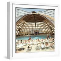 Dome over Swimming Pool as Guests are Served Cocktails at International Inn, Washington DC, 1963-Yale Joel-Framed Photographic Print