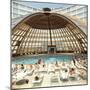 Dome over Swimming Pool as Guests are Served Cocktails at International Inn, Washington DC, 1963-Yale Joel-Mounted Photographic Print